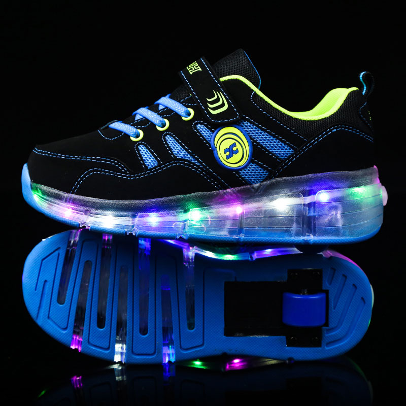 Fashion blinking shoes Led roller shoes glow trainers for children